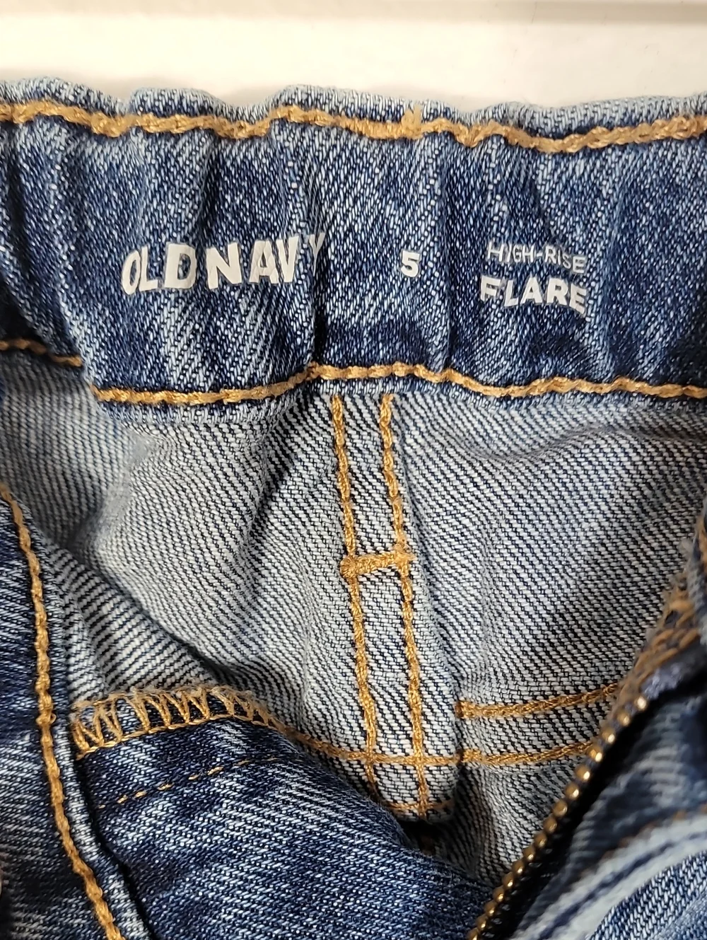 Old Navy Girls High Rise Flare Jeans Size 5 Adjustable Waist Denim Cotton